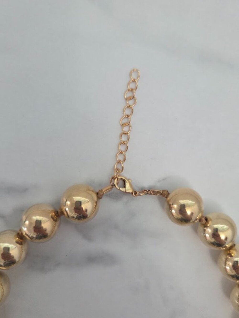 Chunky Gold Bead Statement Necklace Bold Sphere Collar Chic Jewelry - Picture 6 of 11